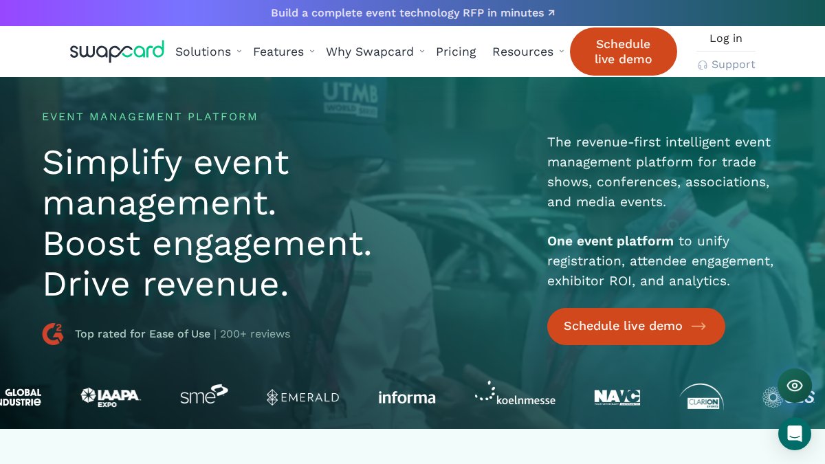Screenshot of swapcard.com interface