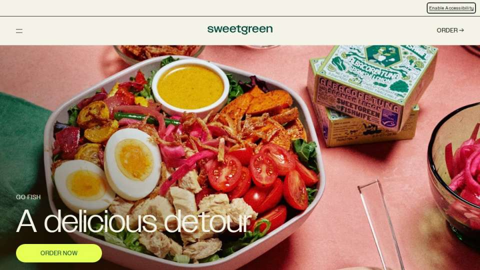 Screenshot of sweetgreen.com interface
