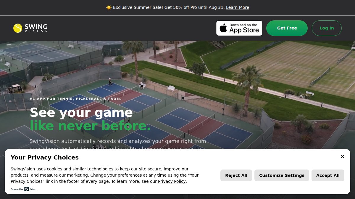 Screenshot of swing.vision interface