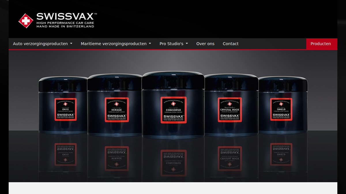 Screenshot of swissvax.nl interface