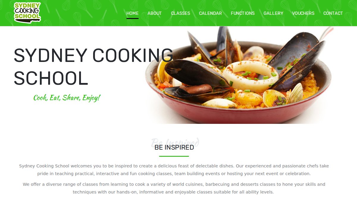 Screenshot of sydneycookingschool.com.au interface