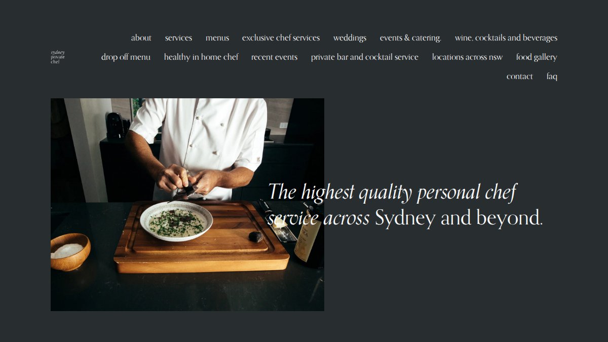 Screenshot of sydneyprivatechef.com.au interface