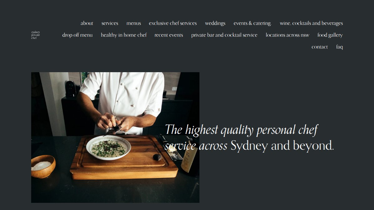 Screenshot of sydneyprivatechef.com.au interface