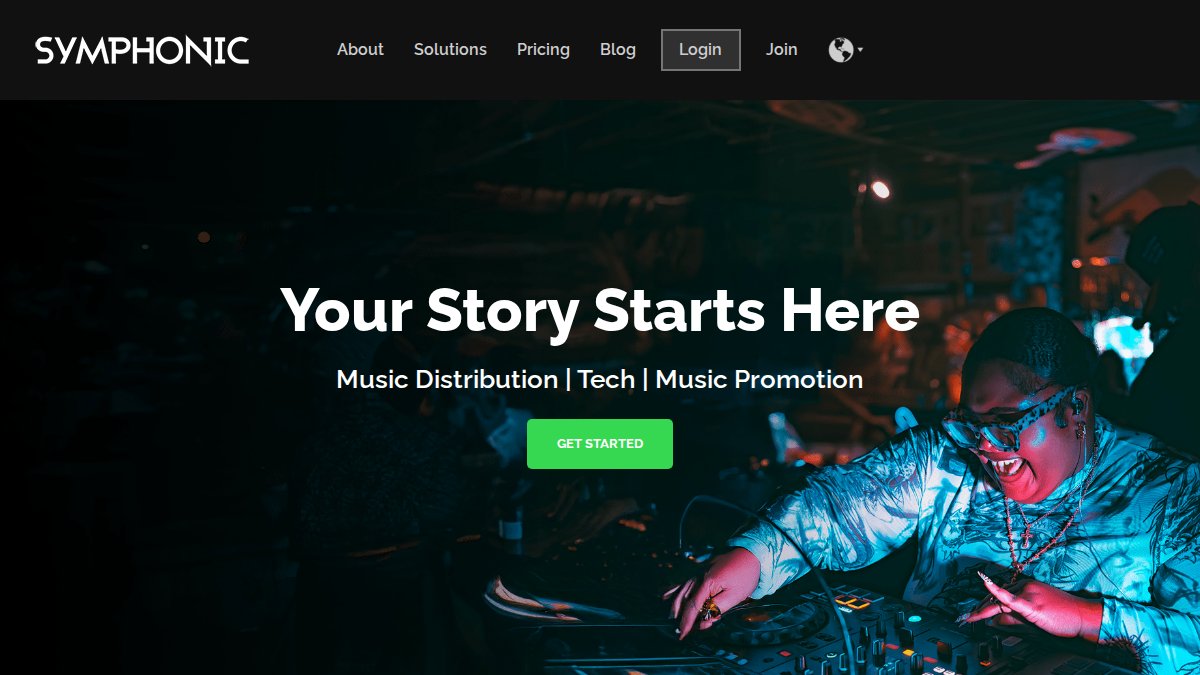 Screenshot of symphonic.com interface