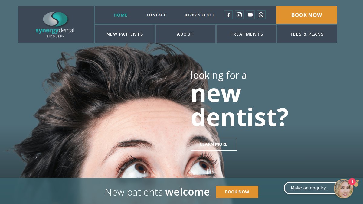 Screenshot of synergydental.co.uk interface