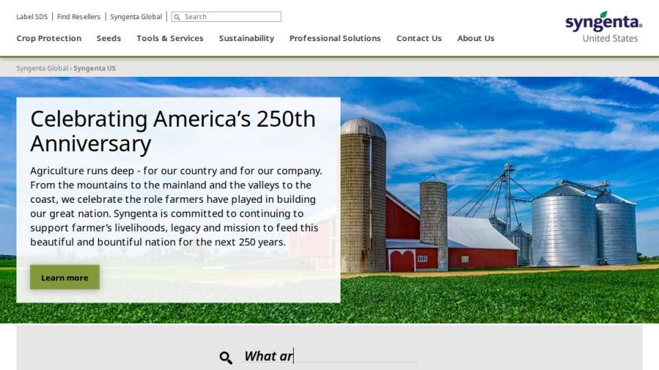 Screenshot of syngenta-us.com interface