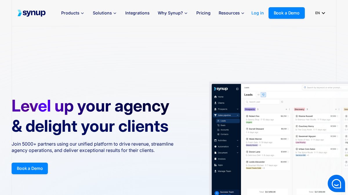 Screenshot of synup.com interface