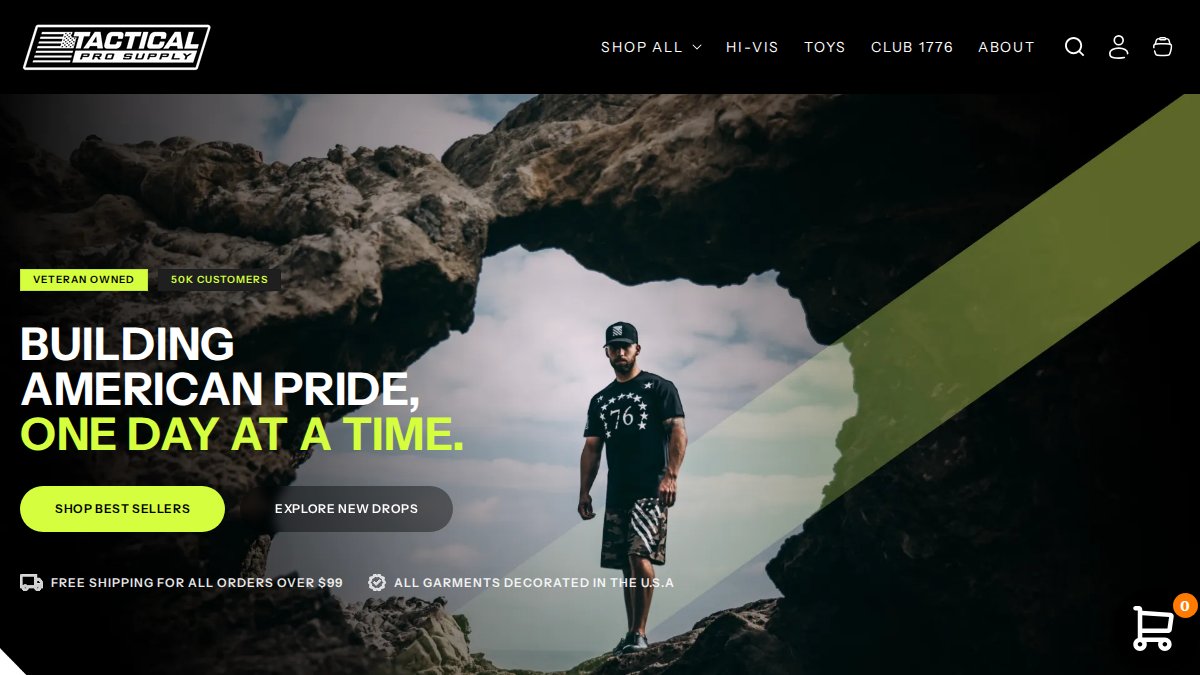Screenshot of tacticalprosupply.com interface