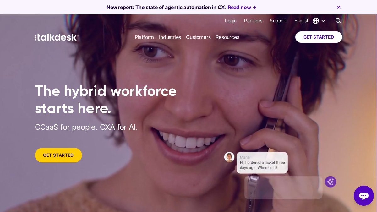 Screenshot of talkdesk.com interface