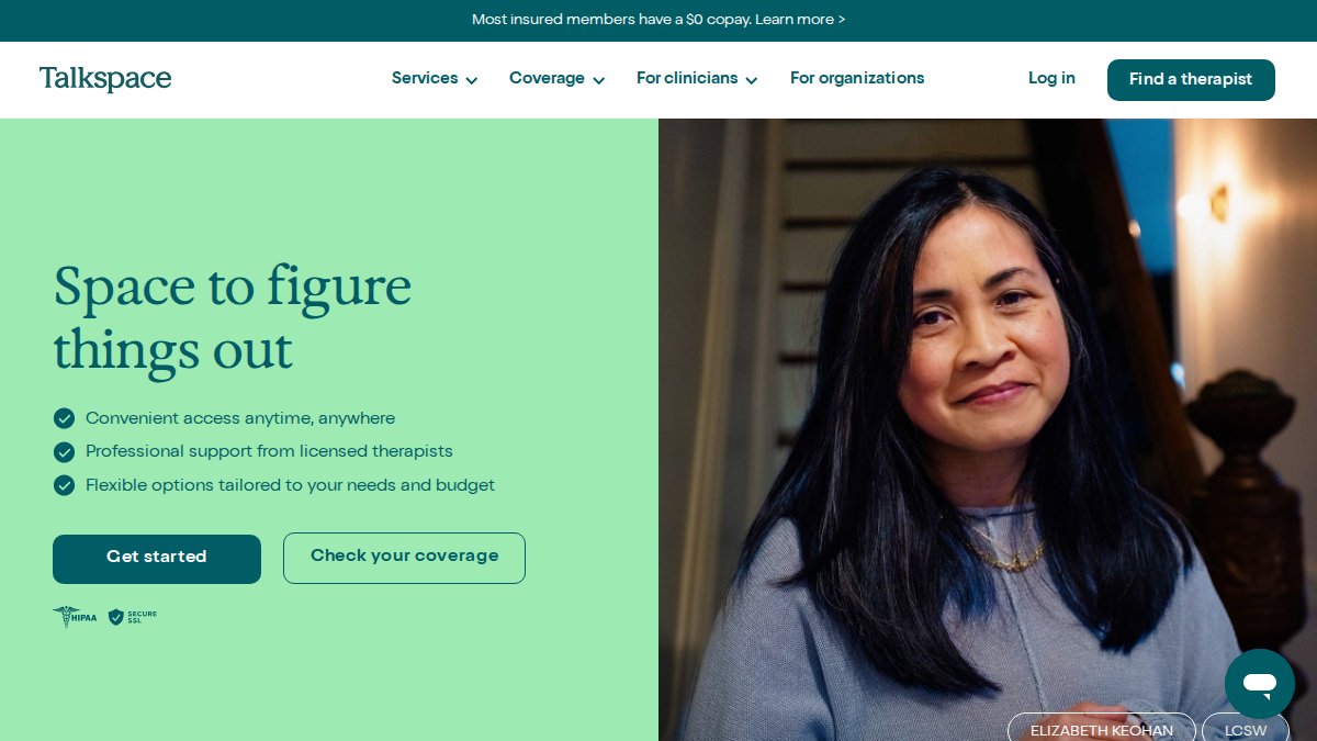Screenshot of talkspace.com interface
