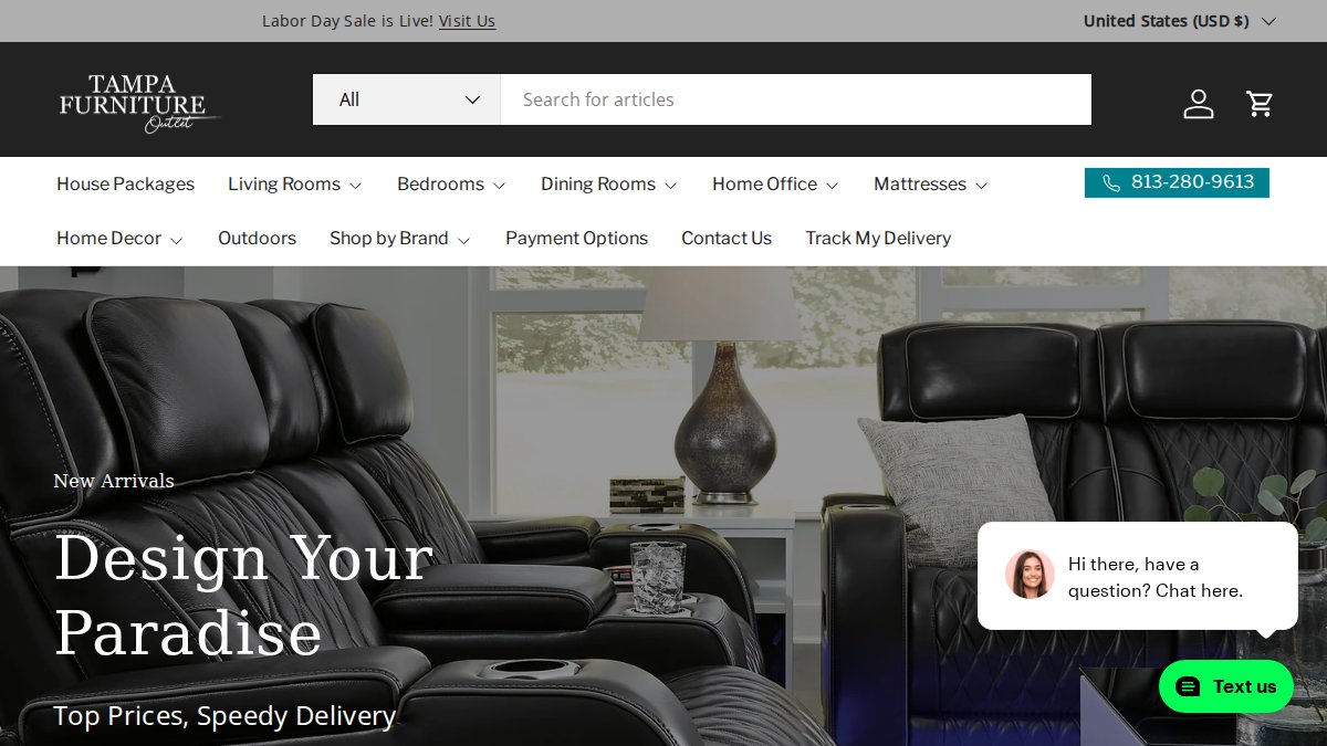 Screenshot of tampafurnitureoutlet.us interface