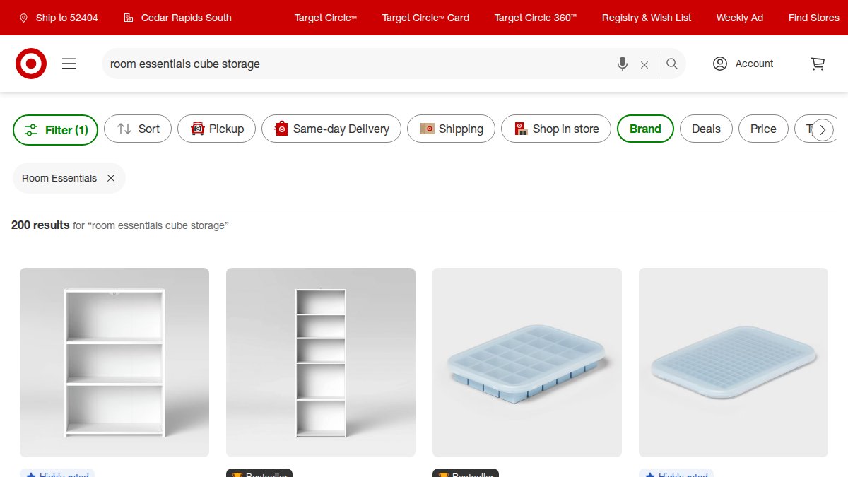 Screenshot of target.com interface