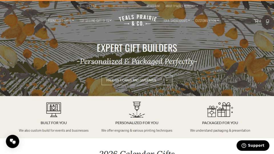 Screenshot of tealsprairie.com interface