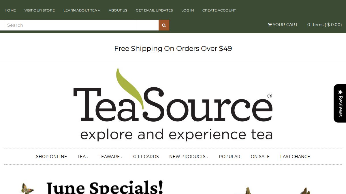 Screenshot of teasource.com interface