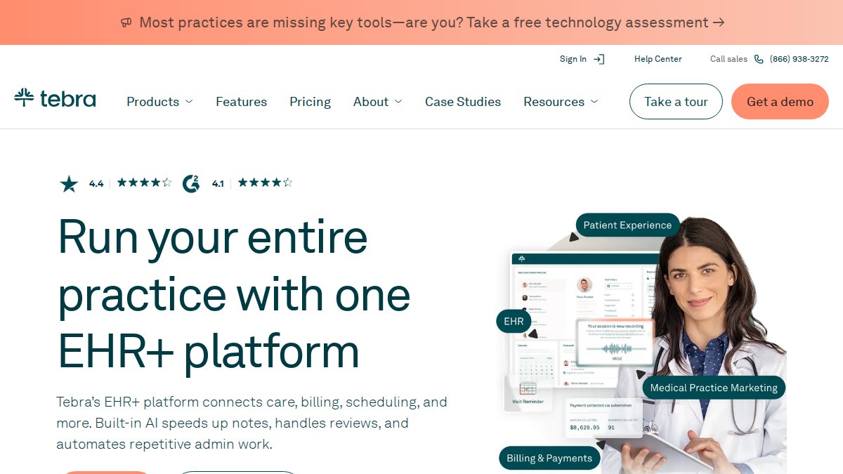 Screenshot of tebra.com interface