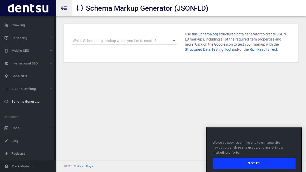 Screenshot of Schema Markup Generator page on technicalseo.com