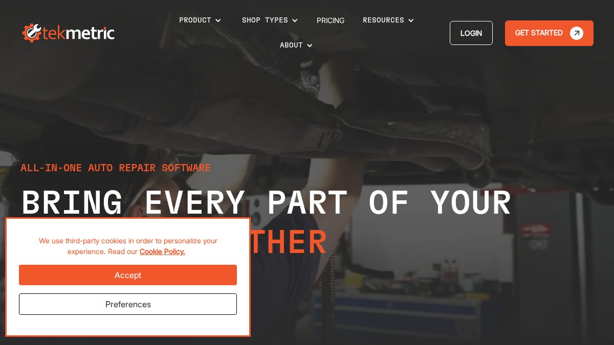 Screenshot of tekmetric.com interface