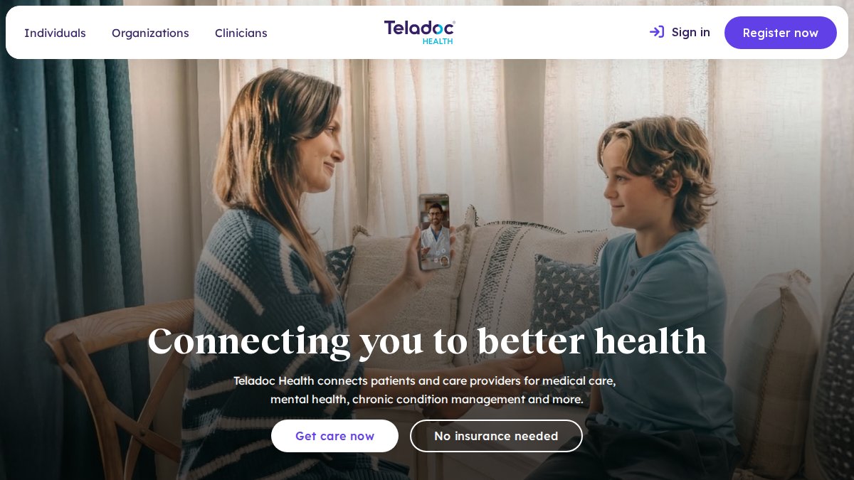 Screenshot of teladochealth.com interface