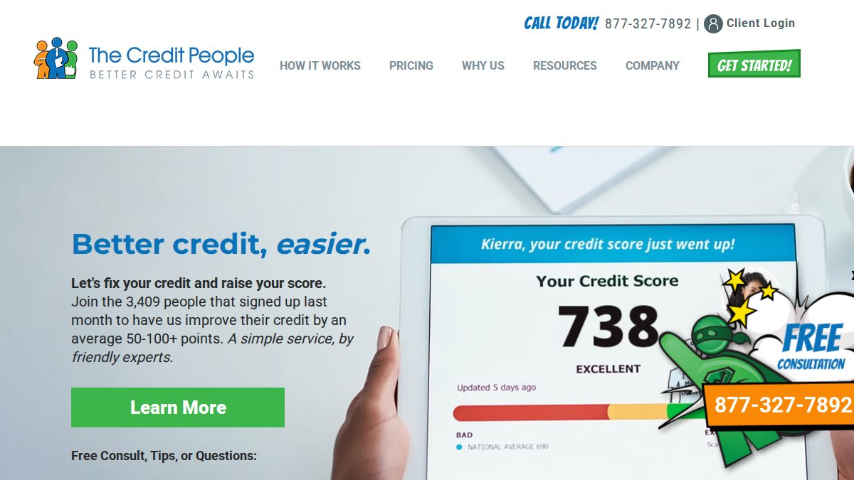 Screenshot of thecreditpeople.com interface