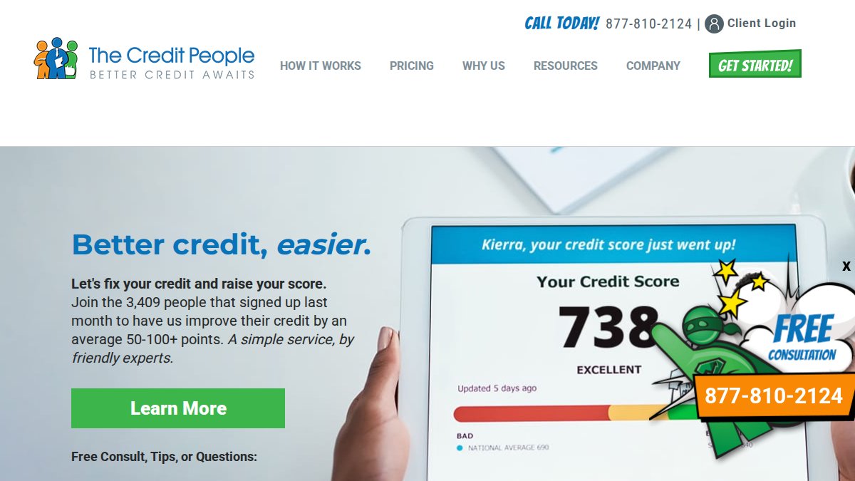 Screenshot of thecreditpeople.com interface