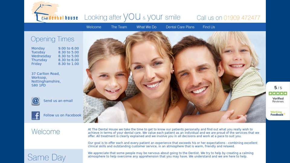 Screenshot of thedentalhouse.co.uk interface