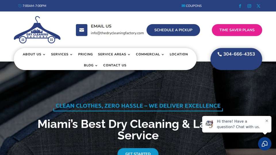 Screenshot of thedrycleaningfactory.com interface