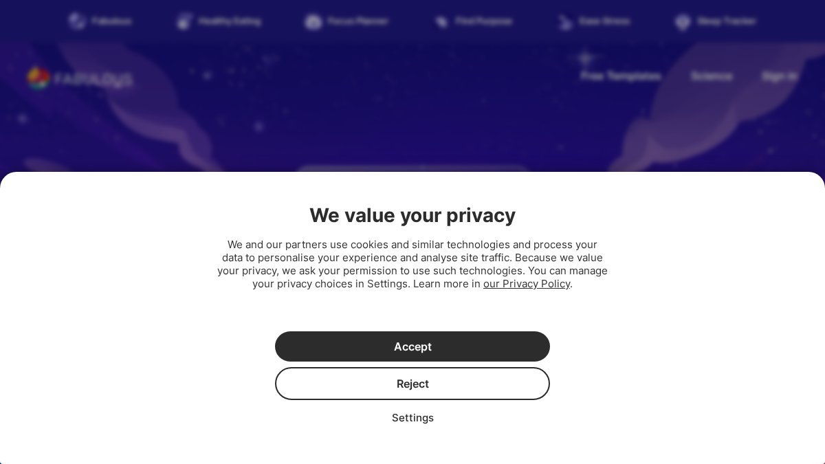 Screenshot of thefabulous.co interface