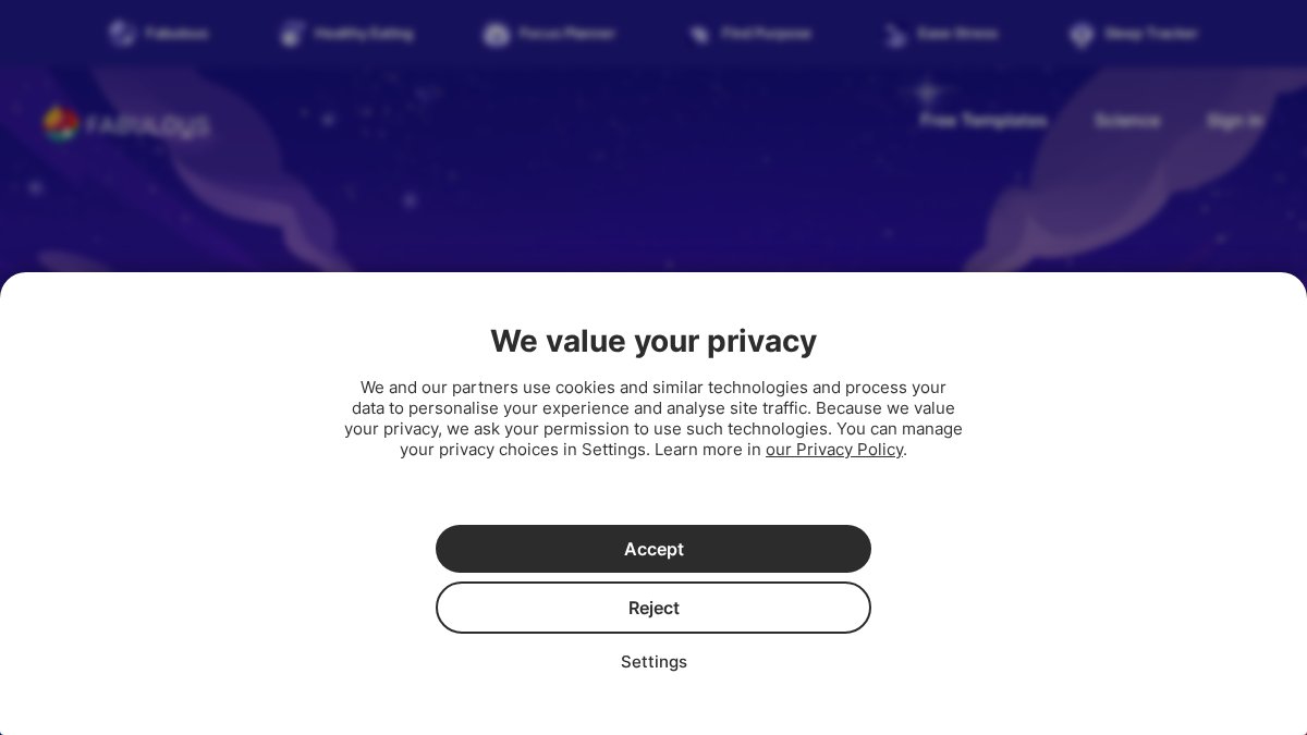 Screenshot of thefabulous.co interface