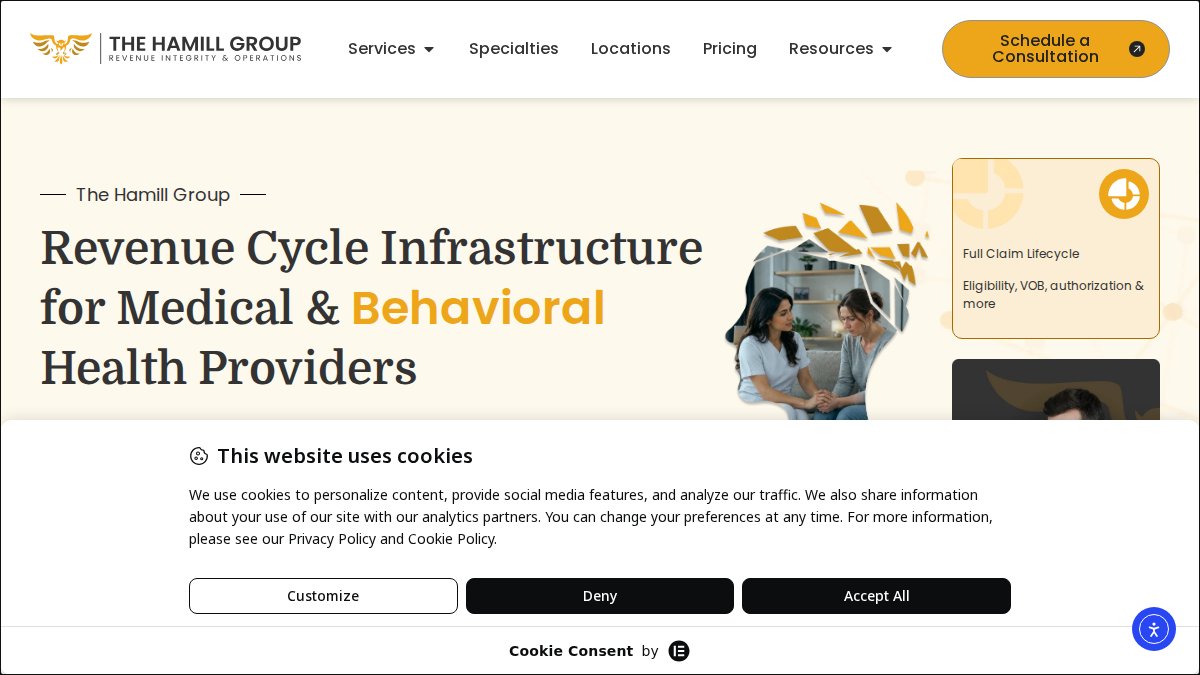Screenshot of thehamillgroup.com interface