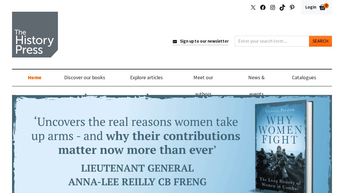 Screenshot of thehistorypress.co.uk interface