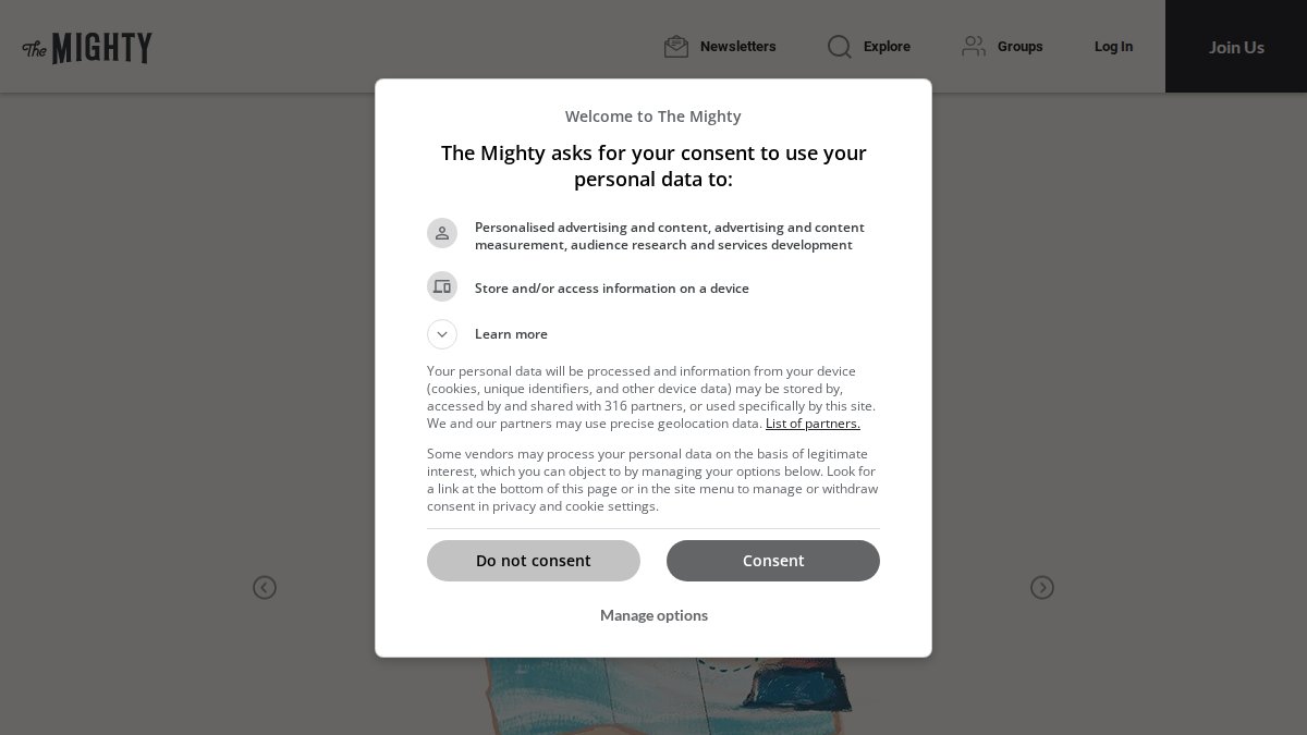 Screenshot of themighty.com interface