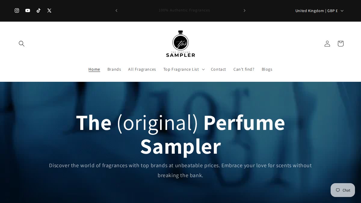 Screenshot of theperfumesampler.com interface
