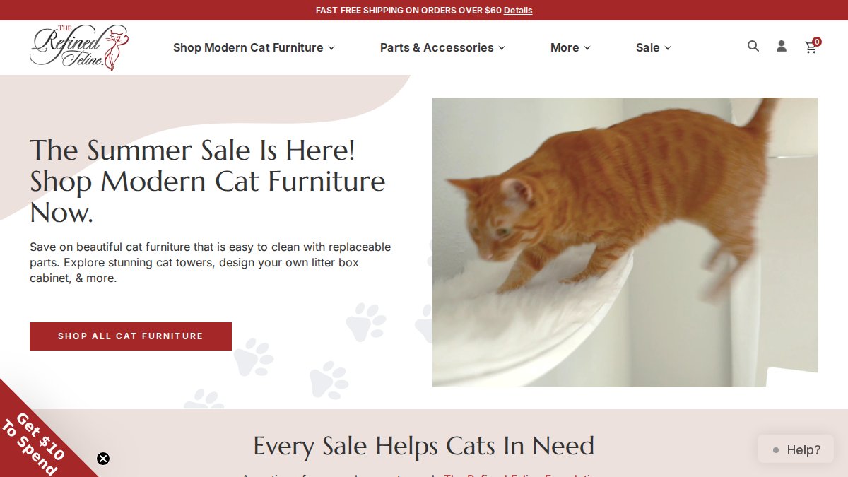 Screenshot of therefinedfeline.com interface