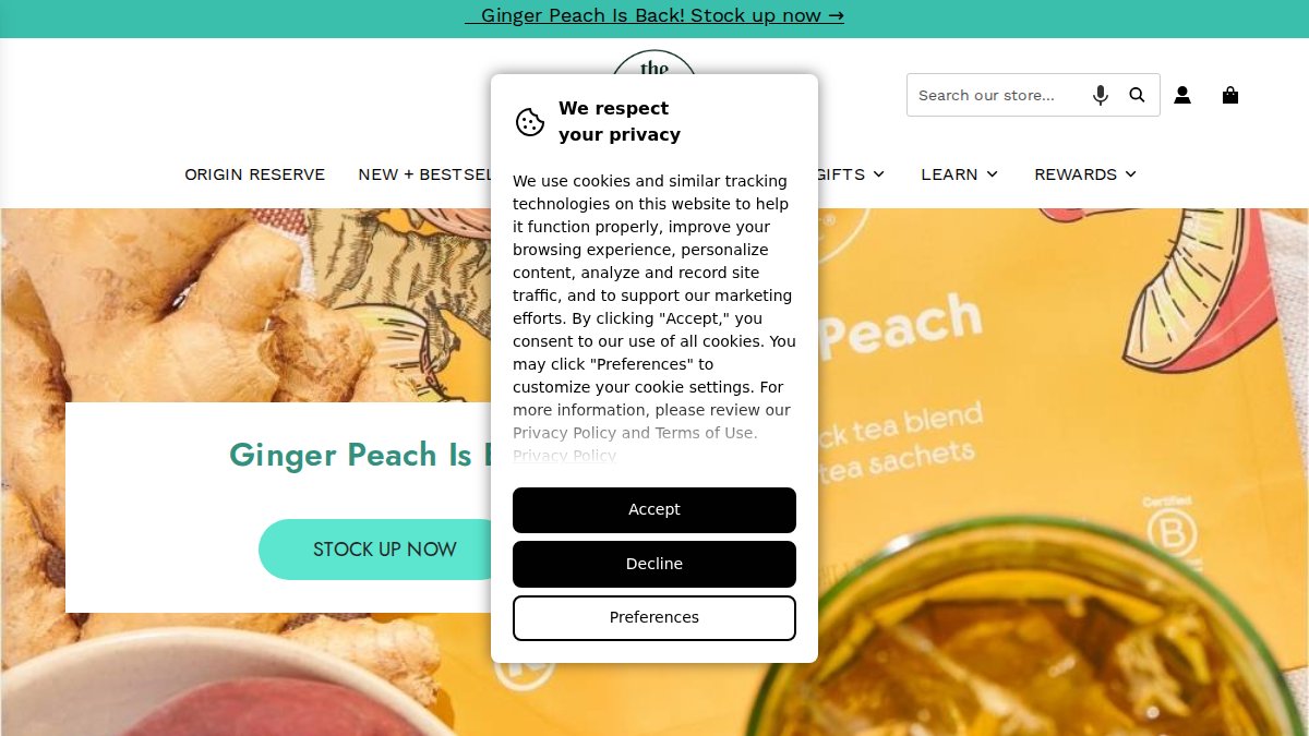 Screenshot of theteaspot.com interface