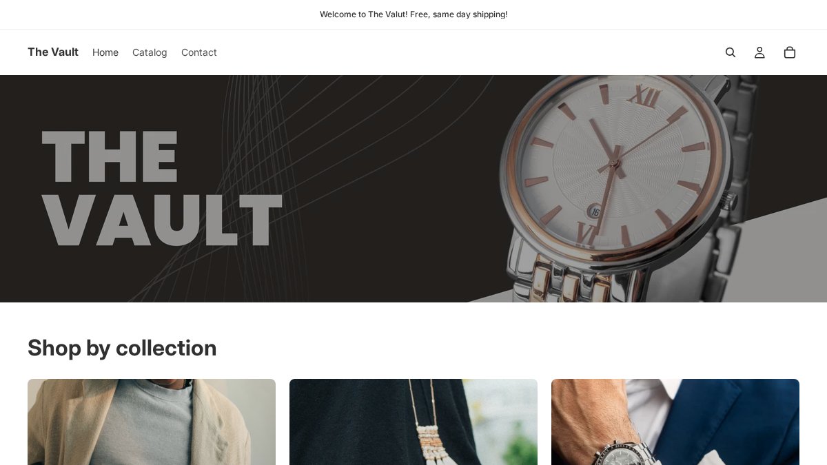 Screenshot of thevaultshop.net interface