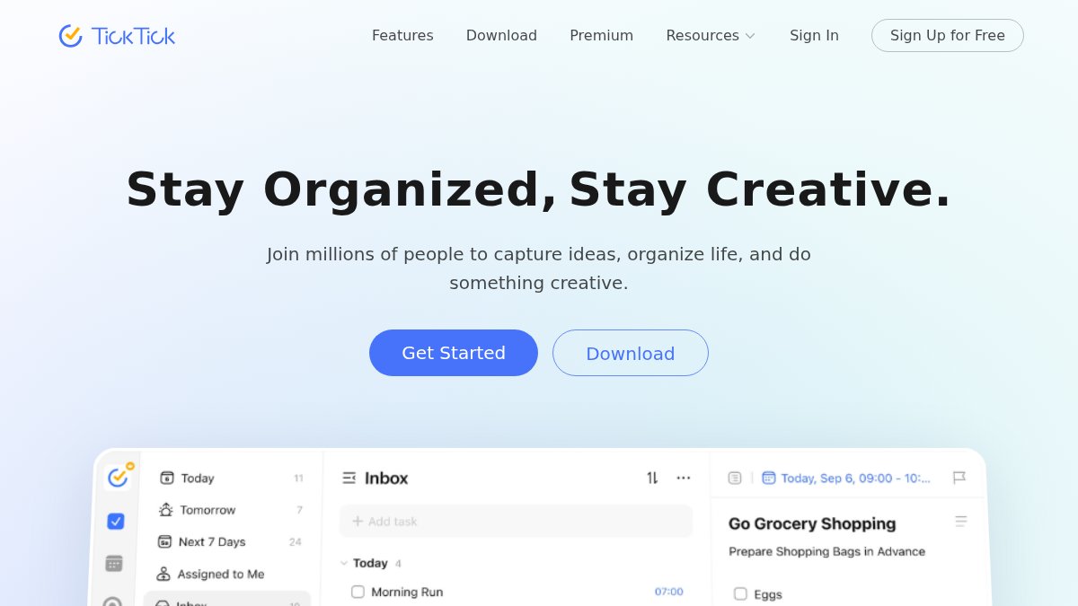 Screenshot of ticktick.com interface
