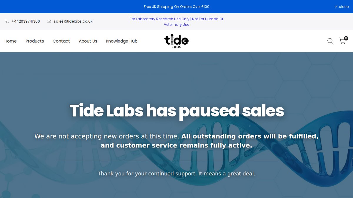 Screenshot of tidelabs.co.uk interface