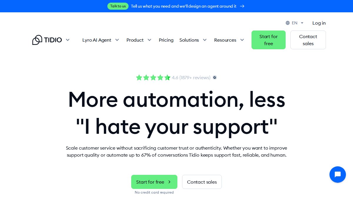 Screenshot of tidio.com interface