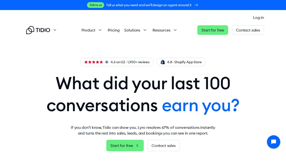 Screenshot of tidio.com interface