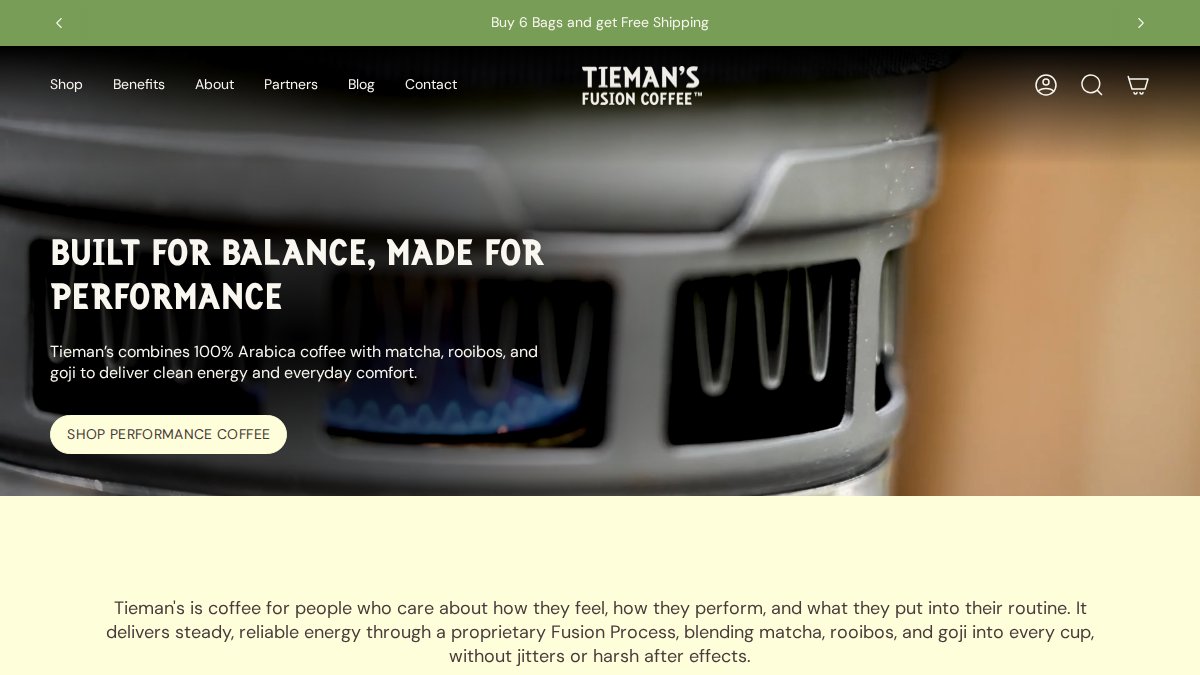 Screenshot of tiemans.com interface