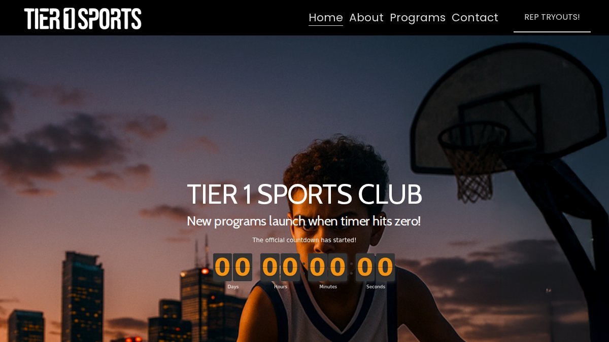 Screenshot of tier1sportsclub.com interface