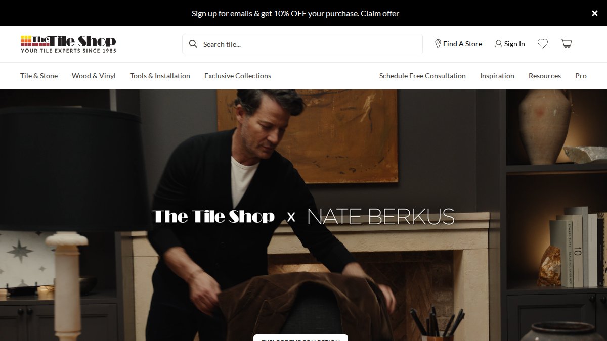 Screenshot of tileshop.com interface