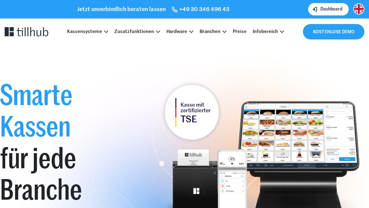Screenshot of tillhub.de interface