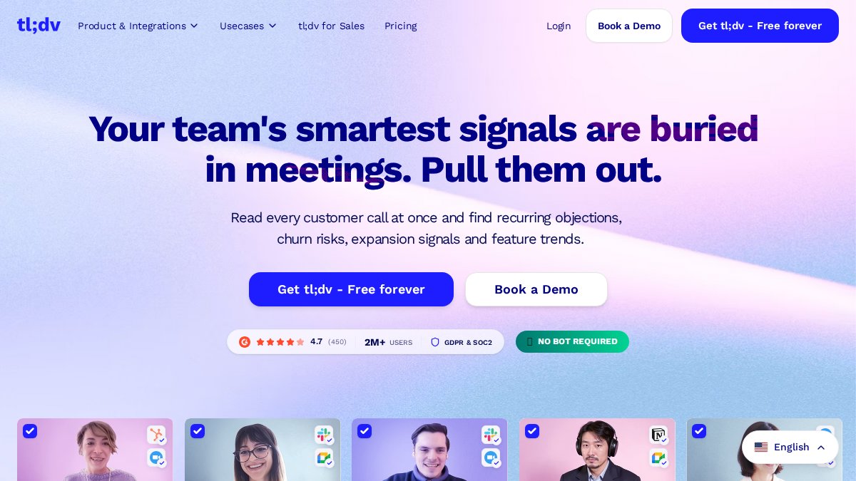 Screenshot of tldv.io interface