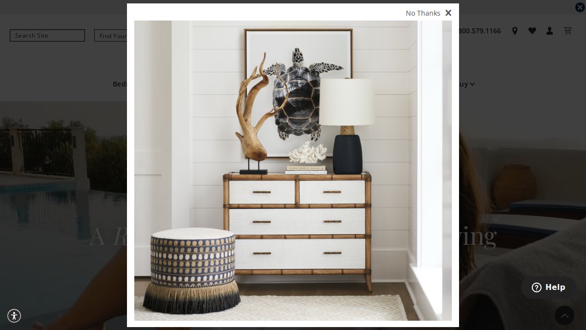Screenshot of tommybahamafurniture.com interface
