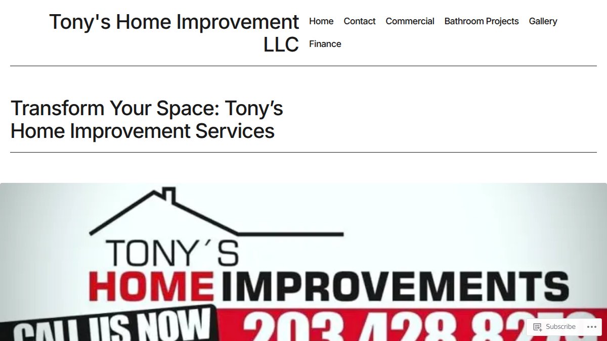 Screenshot of tonyshomeimprovementllc.com interface