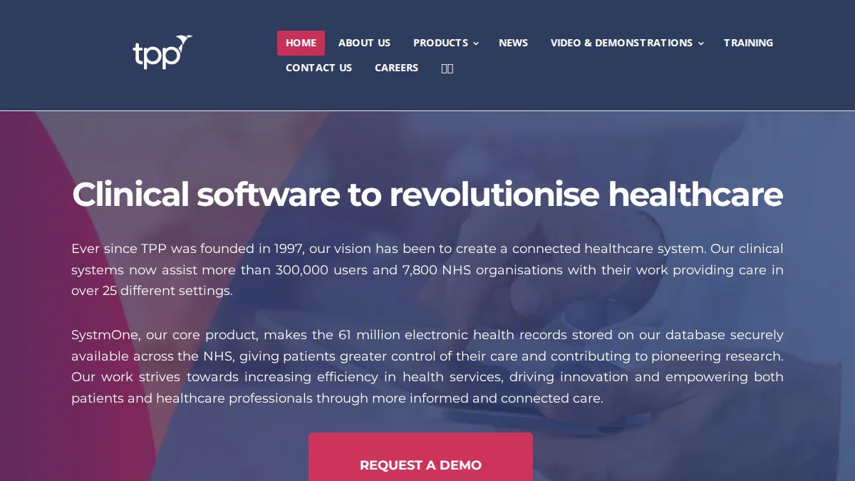 Screenshot of tpp-uk.com interface