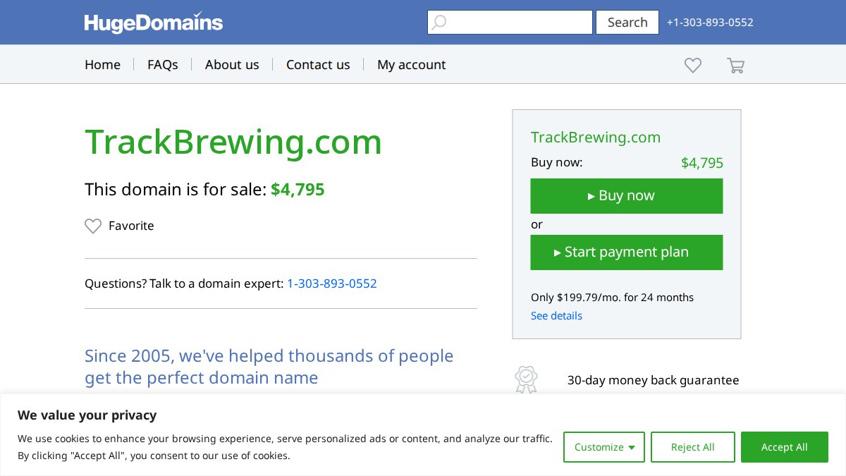 Screenshot of trackbrewing.com interface