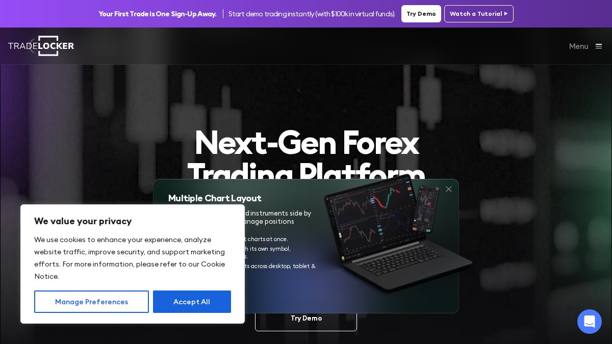 Screenshot of tradelocker.com interface