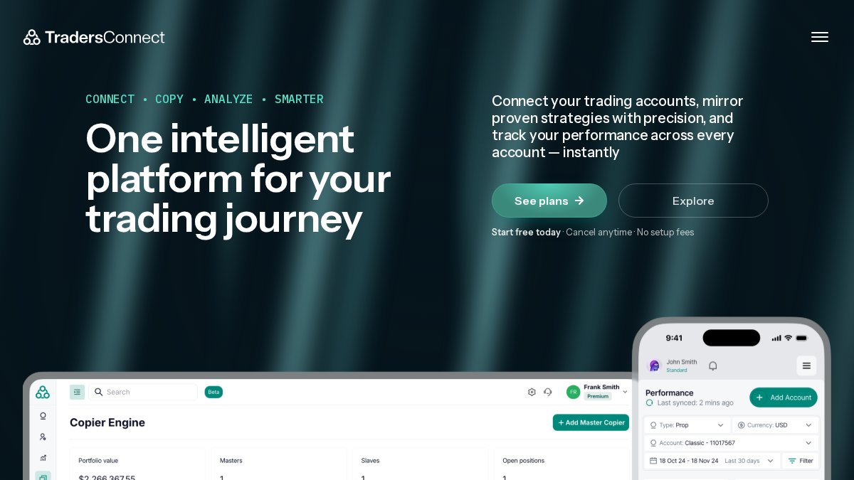 Screenshot of tradersconnect.com interface